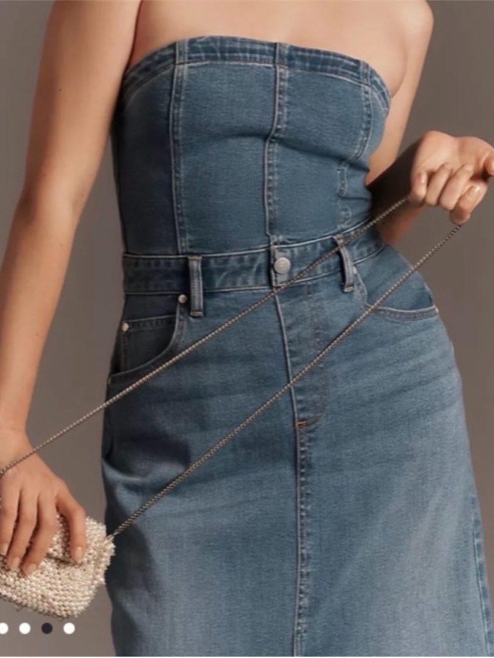 Pilcro Strapless Denim Tube Dress in Medium Blue